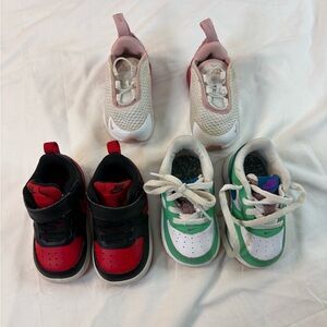 Nike Kids' Red, Pink, and Green Sneakers Trio